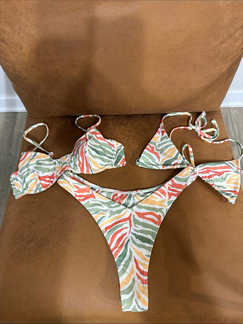 Striped Multi-Color Triangle & Underwire Bikini Set - Women